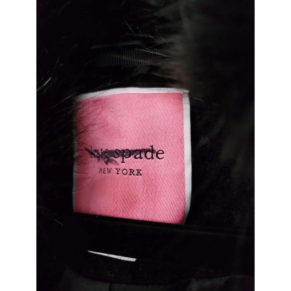 NEVER‎ WORN Kate Spade Wool Alpaca Blend Faux Fur Black Penny Lane Coat Peacoat